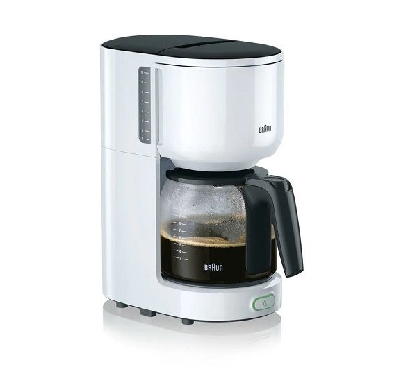 براون ماكينة تحضير القهوة, عدد 10 فنجان ,1000 واط ,نظام ترشيح الماء بيور اكوا, أبيض, KF3100WH