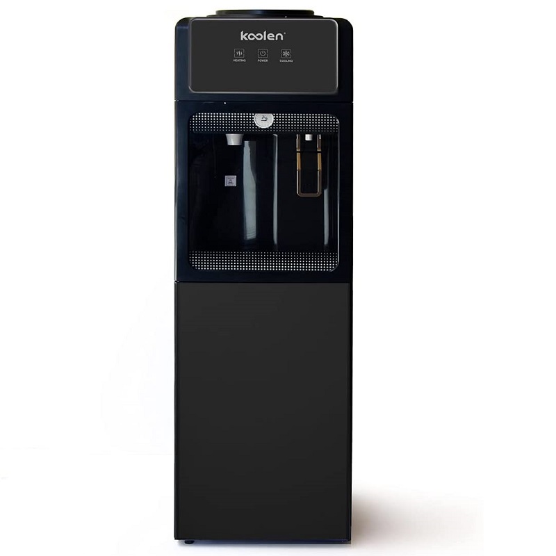 KOOLEN Stand Water Dispenser 2 Taps Hot and Cold, Storage Capacity 20 Liter, 630W, Full Black Glass - 807103015