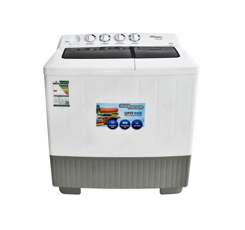 SUPER GENERAL Twin Tube Washing Machine, 18kg, White - KSGW1888N