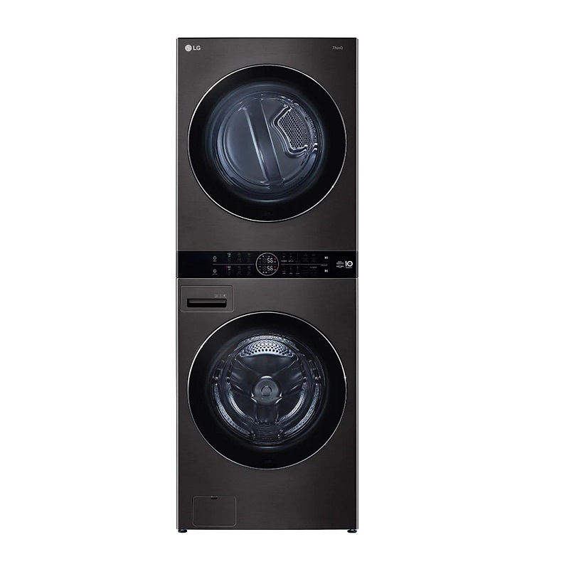 LG Automatic Washing Machine Front Load 21 Kg, Built-in 16 Kg Dryer, Drying 100%, One Front Loading Unit with Center Control Panel, Korean Industry, Black Steel - WK2116BST