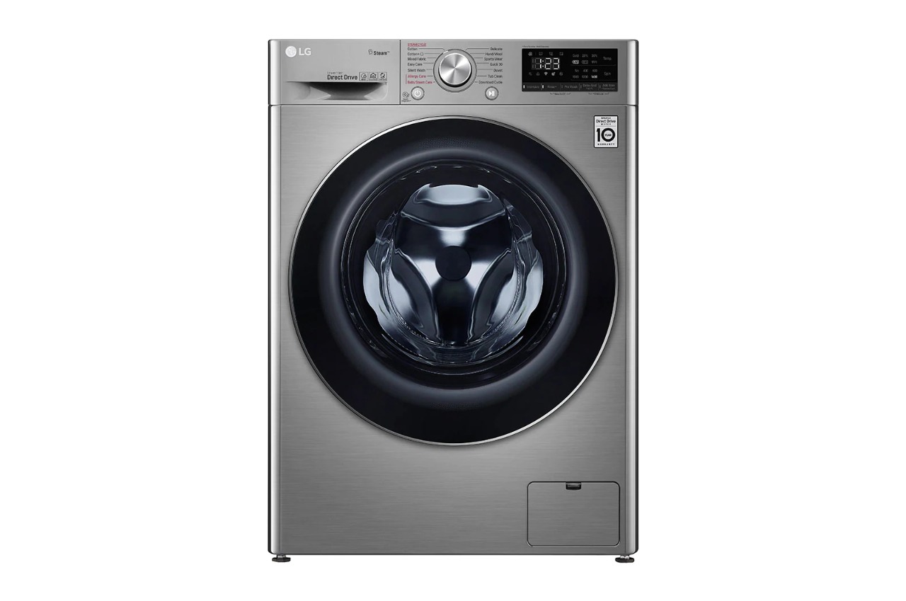 LG Front Automatic Washing Machine 8 Kg , Dry 75%, Direct Drive Motor, WiFi, Silver - WFV0812XM 
