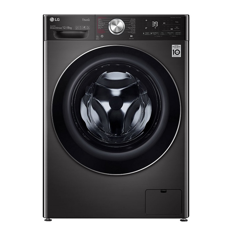 LG Front Load Automatic Washing Machine 12 Kg, 8Kg Drying 100%, 6 Motions, WiFi, Steam, Chinese Industry, Silver Steel - WSV1208BST