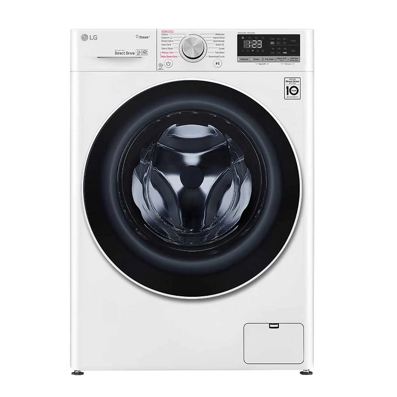 LG Front load washing machine 8 kg with AI DD™, Bigger capacity in same size,SmartThinQ™ (Wi-Fi), Tempered Glass Door, Stainless Lifter, White - WFV0812WH 