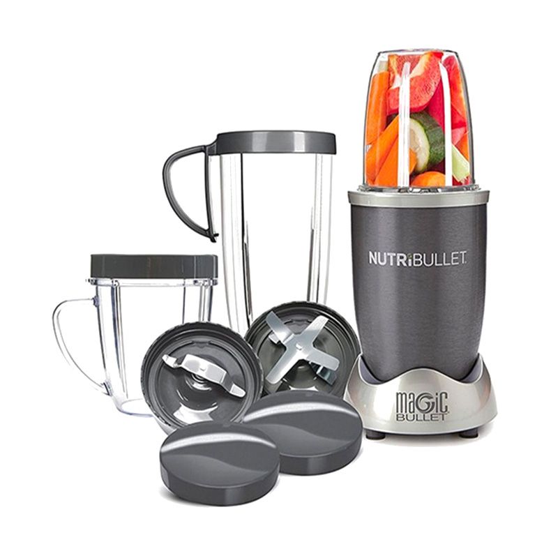 NUTRIBULLET Fruit Mixer 600W, With 8 Pieces Of Various Sizes For Juice And Nuts, Gray - NBR-0812M