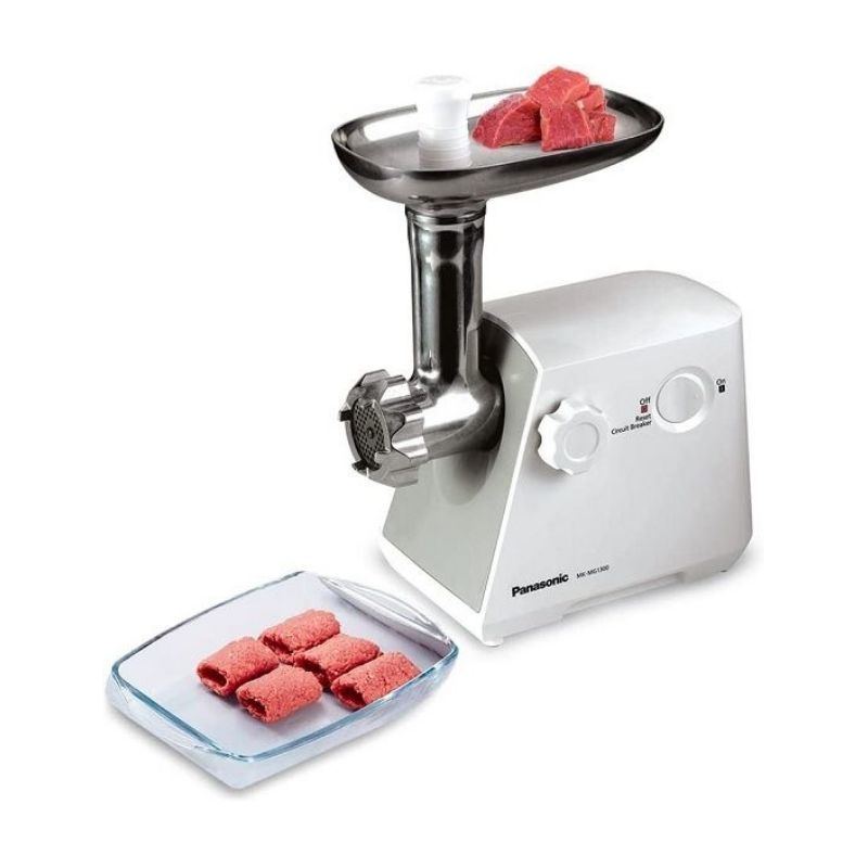 Panasonic Meat Grinder, 1300 W, Stainless Blades, 3 Cutting Plates, White, Mk-Mg1300Wtz