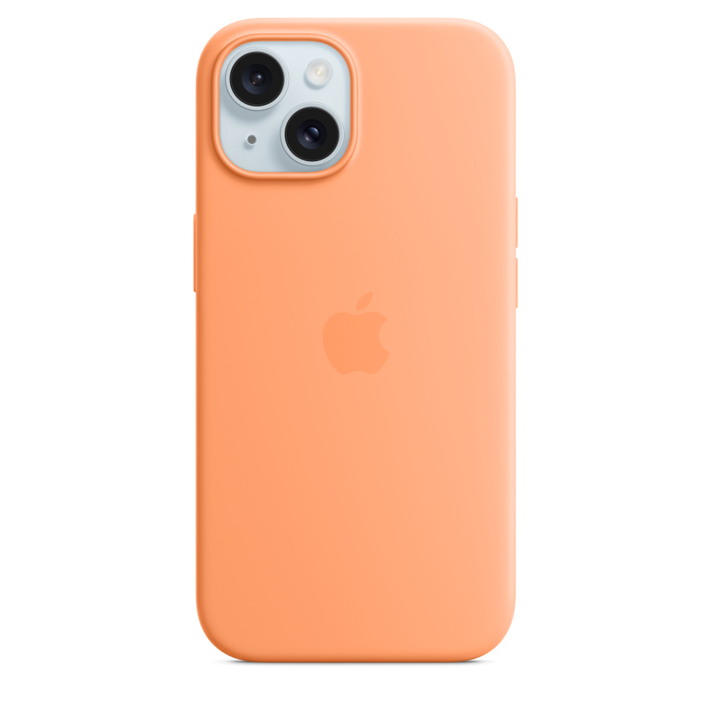 Apple iPhone 15 Silicone Case with MagSafe , Orange Sorbet,MT0W3ZM/A