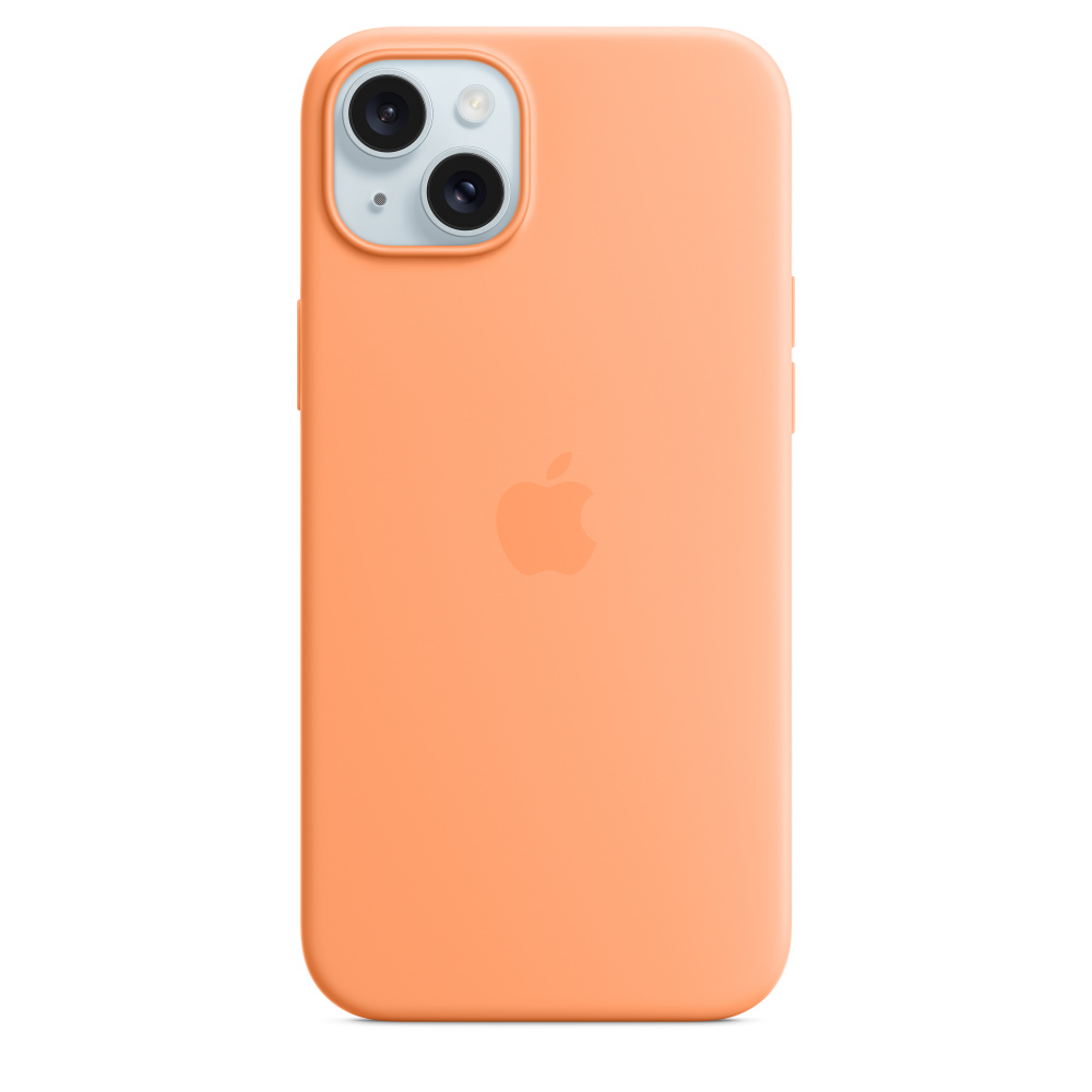 Apple iPhone 15 Plus Silicone Case with MagSafe , Orange Sorbet,MT173ZM/A