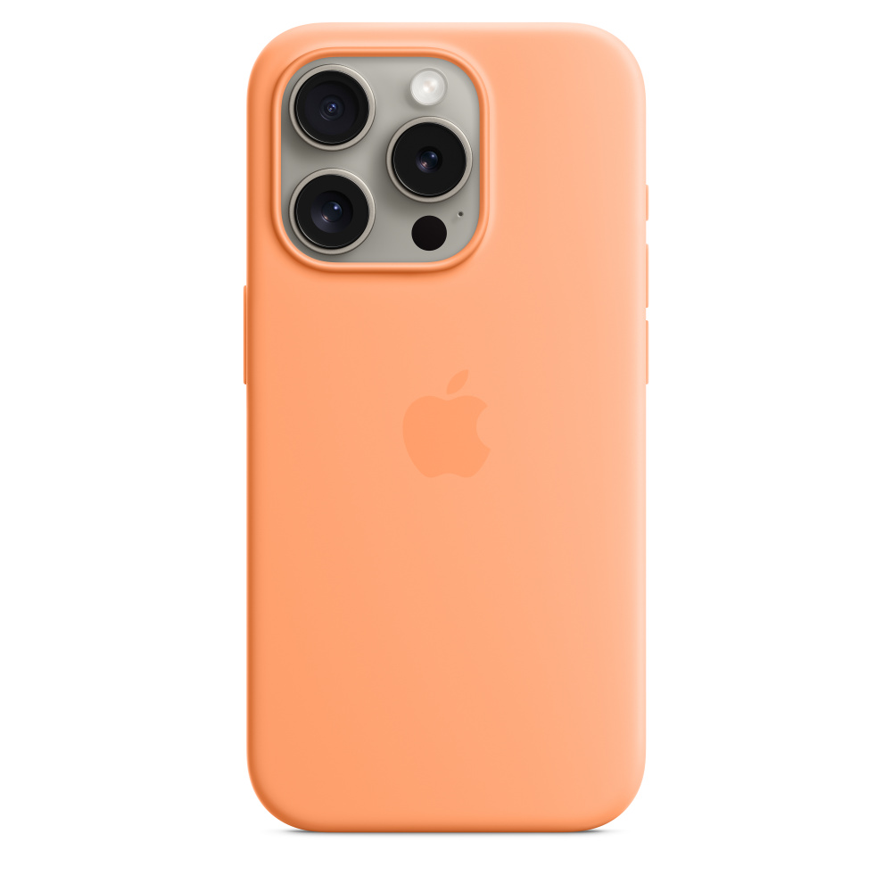 Apple iPhone 15 Pro Silicone Case with MagSafe , Orange Sorbet,MT1H3ZM/A