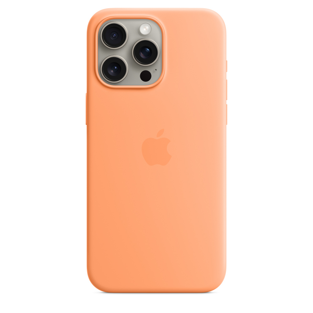 Apple iPhone 15 Pro Max Silicone Case with MagSafe , Orange Sorbet,MT1W3ZM/A