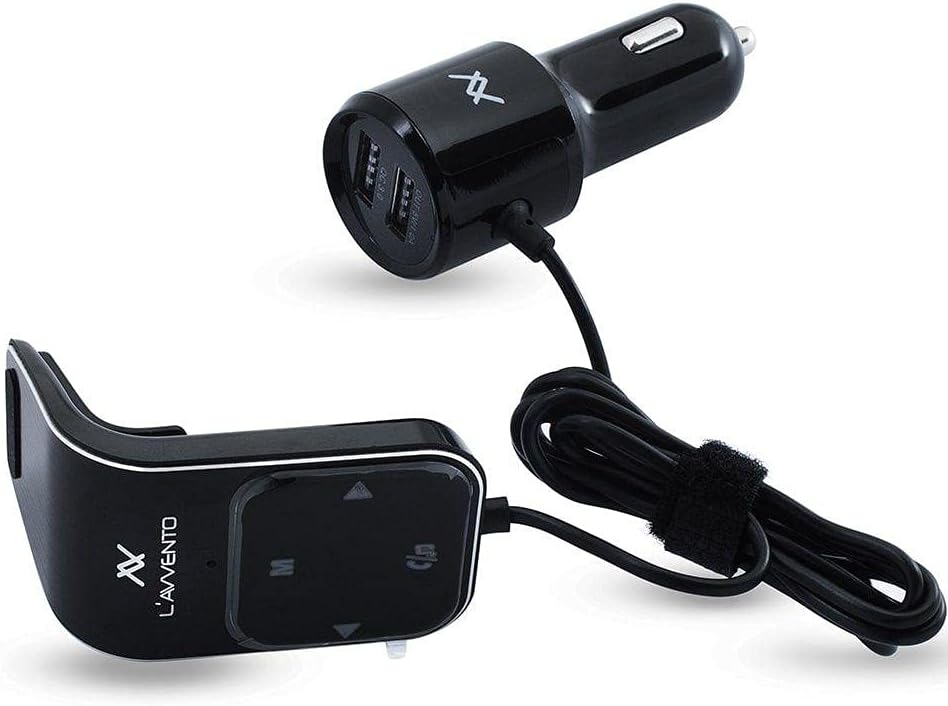 L'avvento Car Charger , 3 in 1 Metal Bluetooth Car KIT & QC3 Charger , Led Display Touch Key, Black,MX-44-3