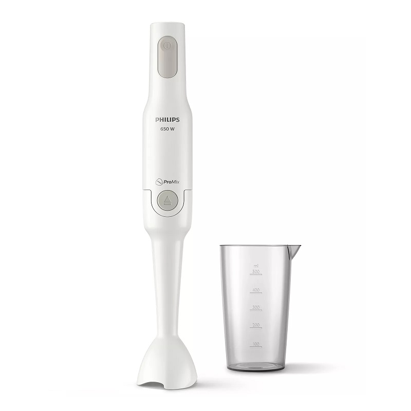 PHILIPS Hand Blender 650W, Modern Design and Comfortable One-Touch Use, White - HR2531/01