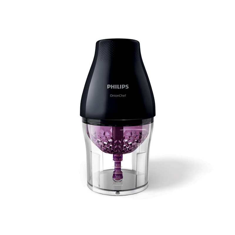 PHILIPS Onion Cutter 1.1 Liter, 500W, Two Speeds, Two settings for chopping onions, meat and more with ingredients retention feature - HR250591