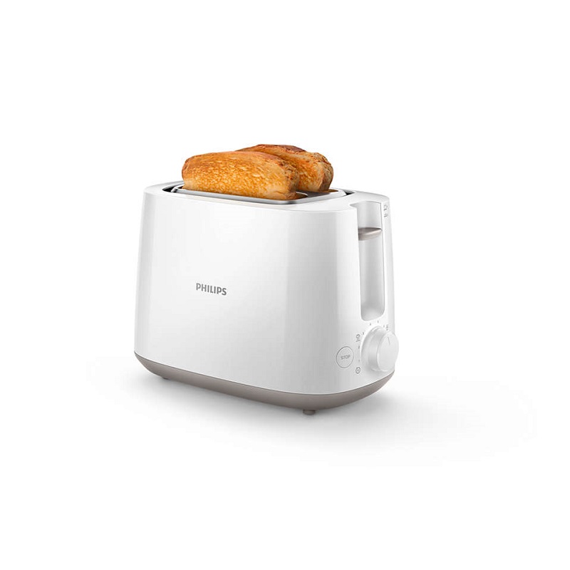 PHILIPS Toaster 8 Setting, Integrated cake warming rack in a compact design, White - HD2581/01