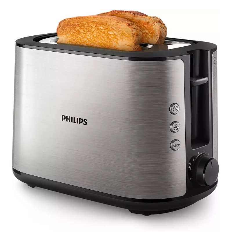 PHILIPS Toaster 950W, Adjustable Toasting Levels, Defrosting Function, Auto Shut Off - HD26509
