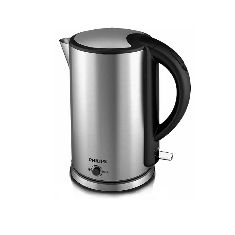 PHILIPS Water Kettle 1.7 Liters, 1800W, Double Outer Shell, Press Cover, Stainless Steel - HD9316/03