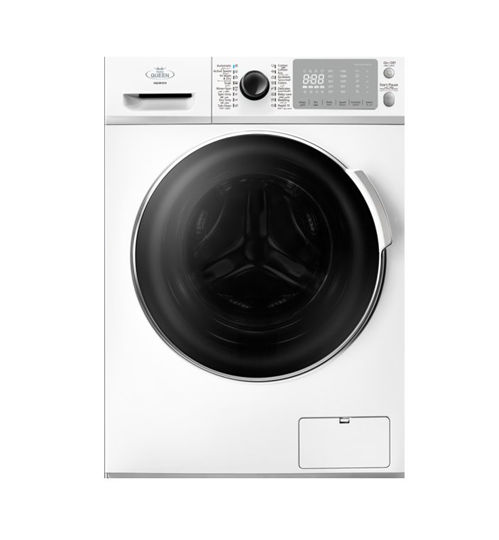 Home Queen Washing Machine 10 Kg, Front Load, drying 100%, White - HQCM1070 