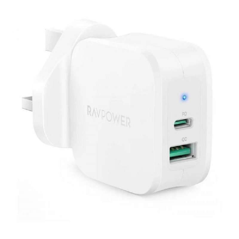 RAVPower 20W PD 2-Port Wall Charger- RP-PC148 WHI - Swsg