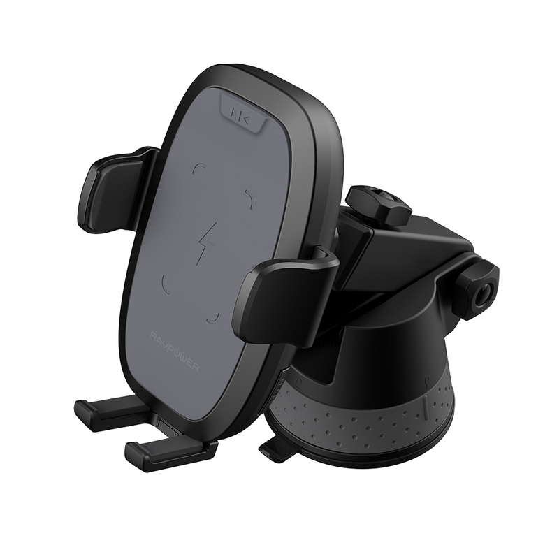 RAVPower Wireless Charging Car Holder with Suction Base, 10 W, 7.5 W, 5 W, Qi, Black - RP-SH014
