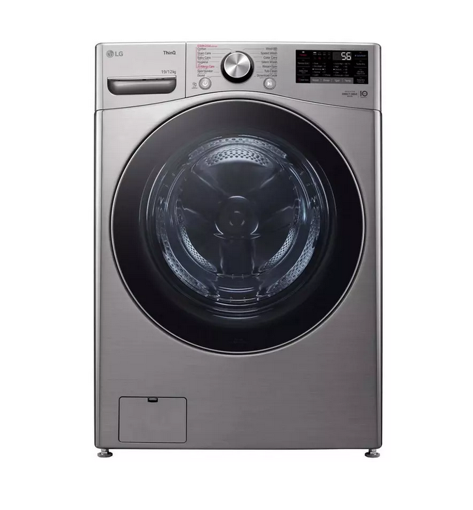LG Front Load Washing Machine, 19 kg, Combo Full Dry, Dryer 12 Kg, AI DD, WIFI, Dark Grey - WS1912XMT