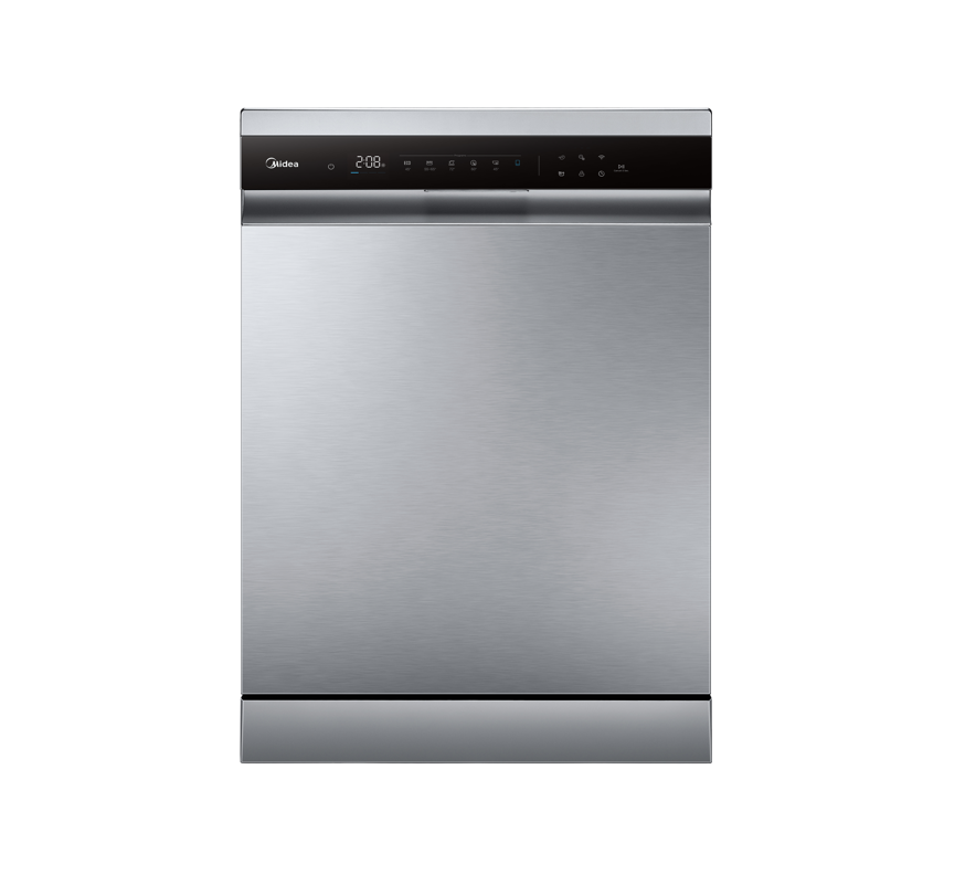 MIDEA Dishwasher, Two Layers, 15 Place Settings, 9 Program,Turbo, 3 Water Spray, Digital, Automatic Door, WIFI, Inverter, Silver - WQP15WU7633GSS