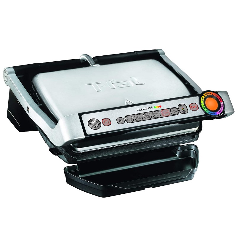 TEFAL Optigrill Plus 2000W Electric Grill, 600cm With Non-Stick Coating, 6 Cooking Programs, Surface Display on the Handle - GC712D28
