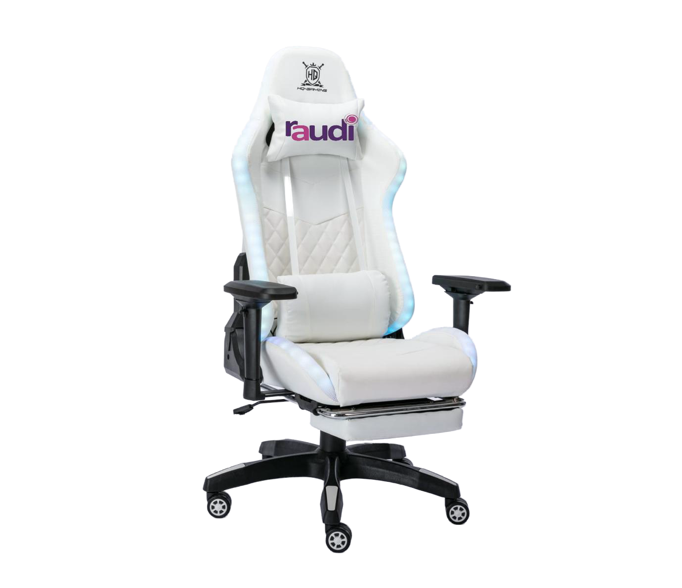 Gaming Chair, with LED Lighting, White