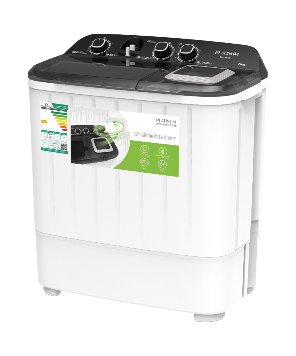 PLATINUM Washing Machine With Twin Tubs, 6 Kg, TW-3060