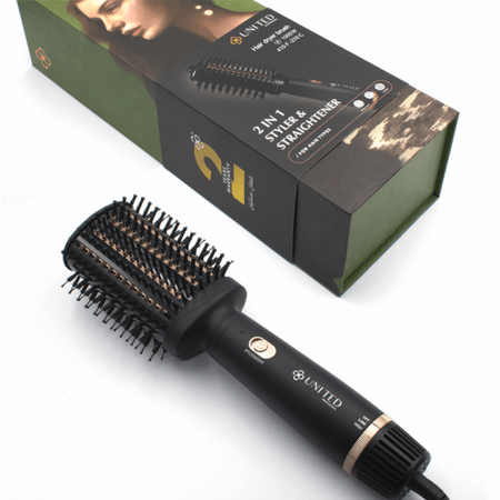 United Professional Hair Dryer Brush 2 in 1, 3 Speeds, 1200W, Black - UN-D700 BLACK