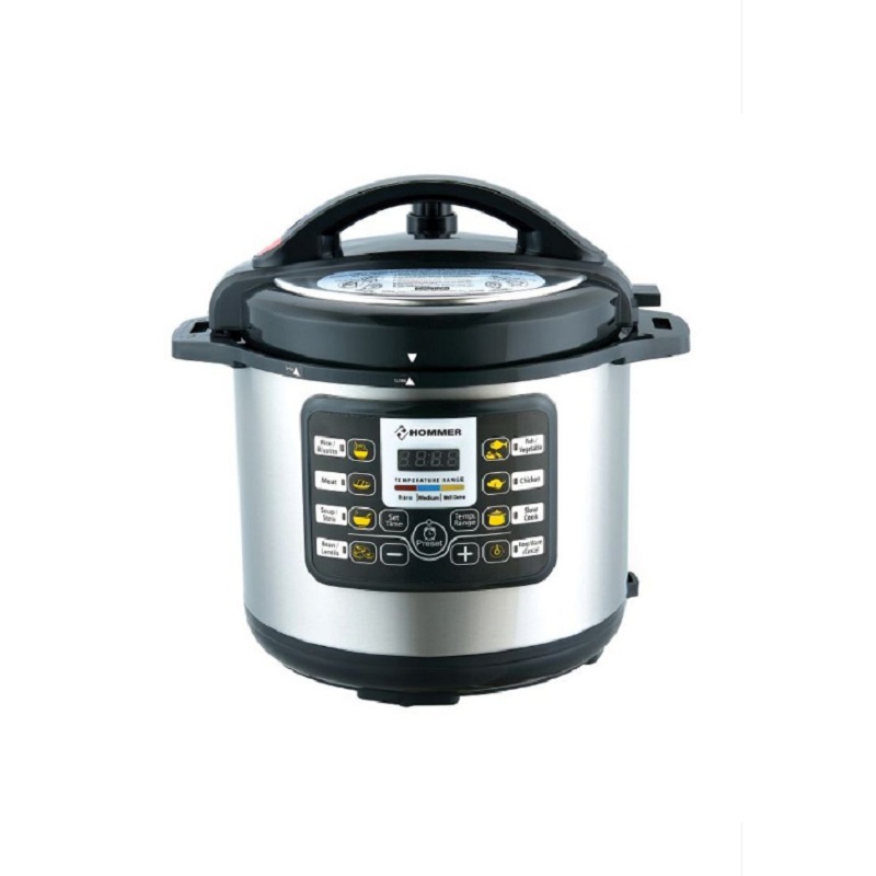 HOMMER pressure cooker 6-liter, 1000W, stainless steel body and black plastic -HSA247-01