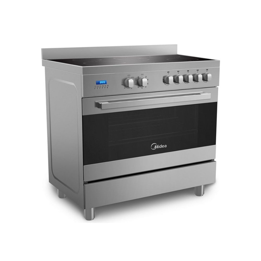 MIDEA Ceramic electric oven 60 x 90 cm, 5 p. Electric, 1 double burner, auto ignition, complete safety, steel - VSVC96048 
