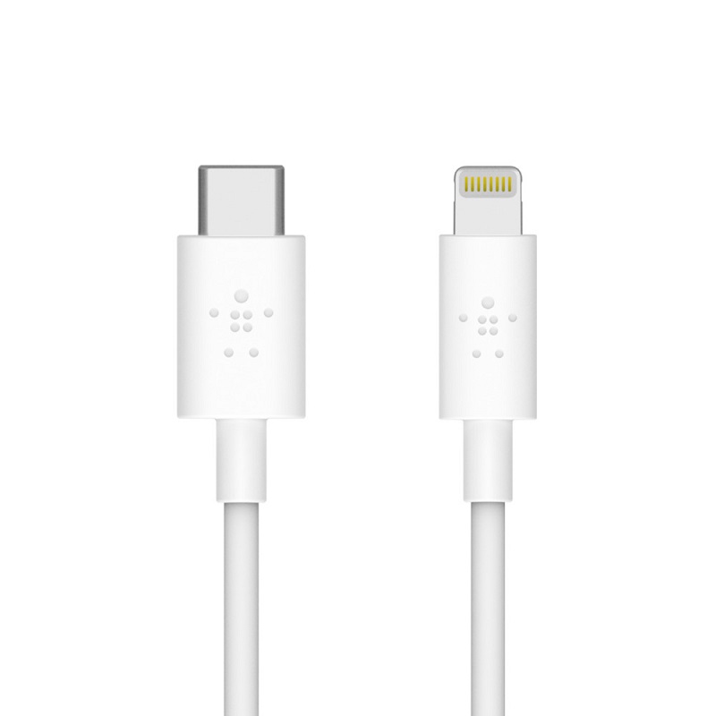 BELKIN CHARGE USB-C Cable with Lightning Connector, 4ft, White - F8J239BT04-WHT