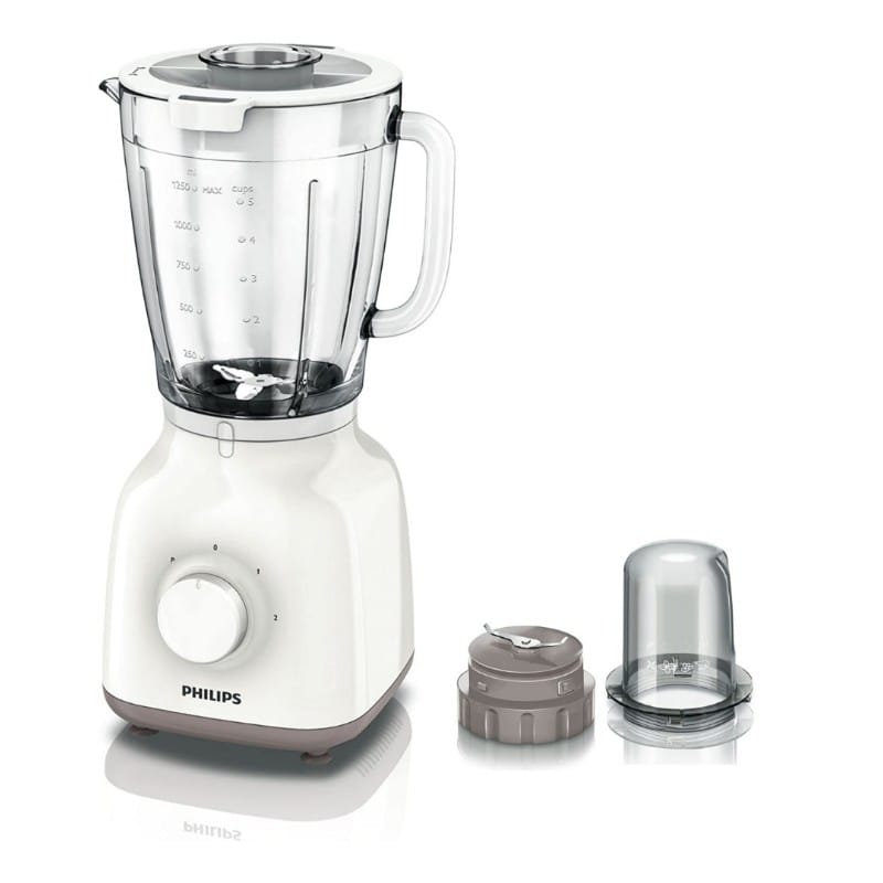 Philips Daily Collection Glass Jug Blender with Chopper and Pro Blend Technology, 400 W - White - HR2106-01