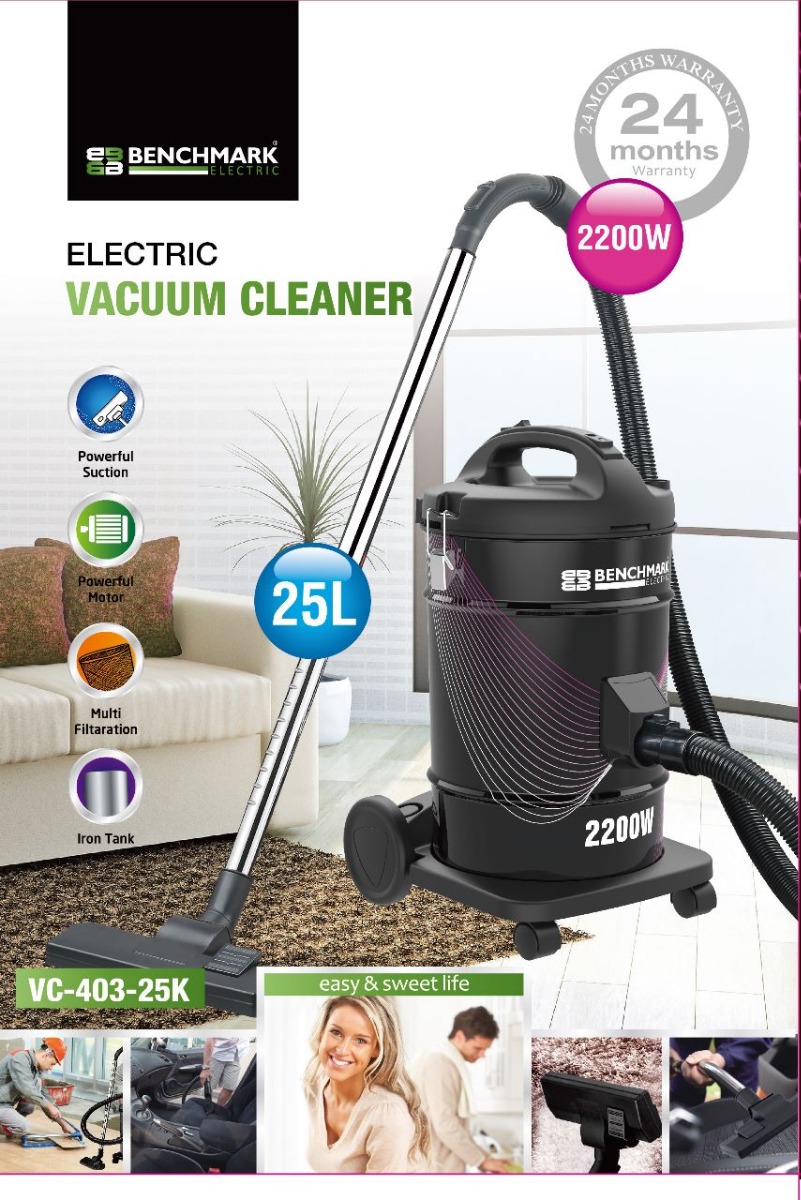 BENCHMARK Vacuum Cleaner , 2200W , Drum, Black -VC-403-25k