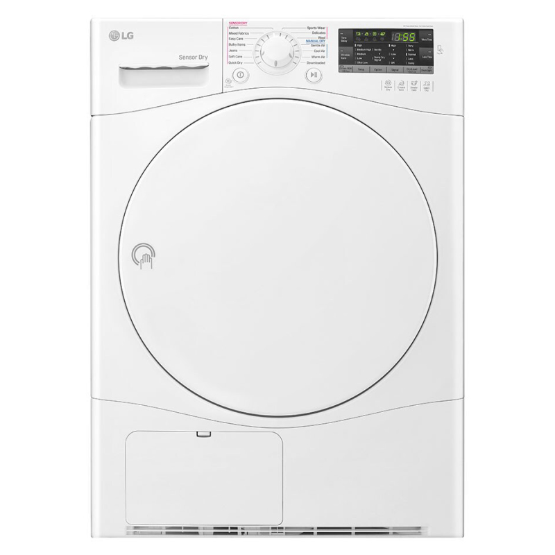 LG Dryer Front Load, 7 Kg, 9 programs ,Condensing, Sensor Dry, White - RC7066A1F 