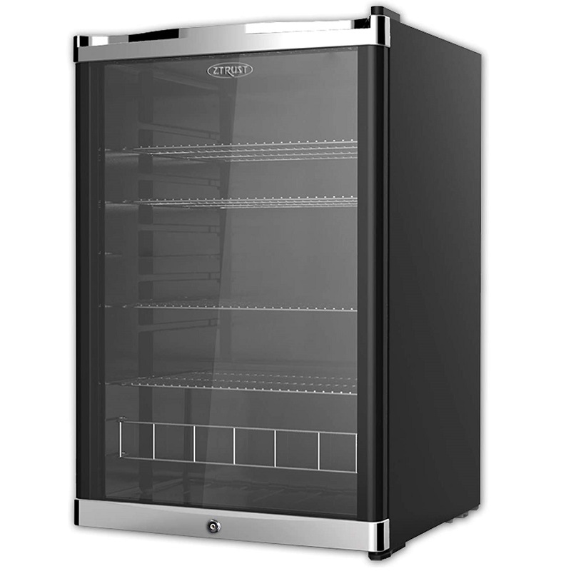 Z.TRUST Single Door Refrigerator 4.59 Ft, 130 Liter, Glass Door, Black - HY130GL